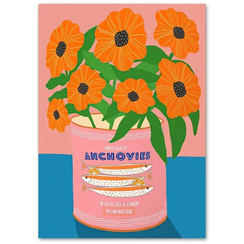 Flower Market | Vase | Nordic Floral | Orange Daisies in Anchovy Tin