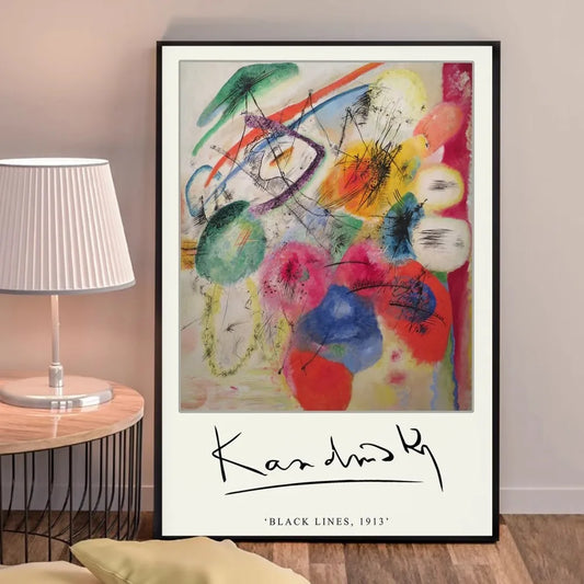 Líneas negras | Wassily Kandinsky | 1913 | Cartel de exposición de arte vintage