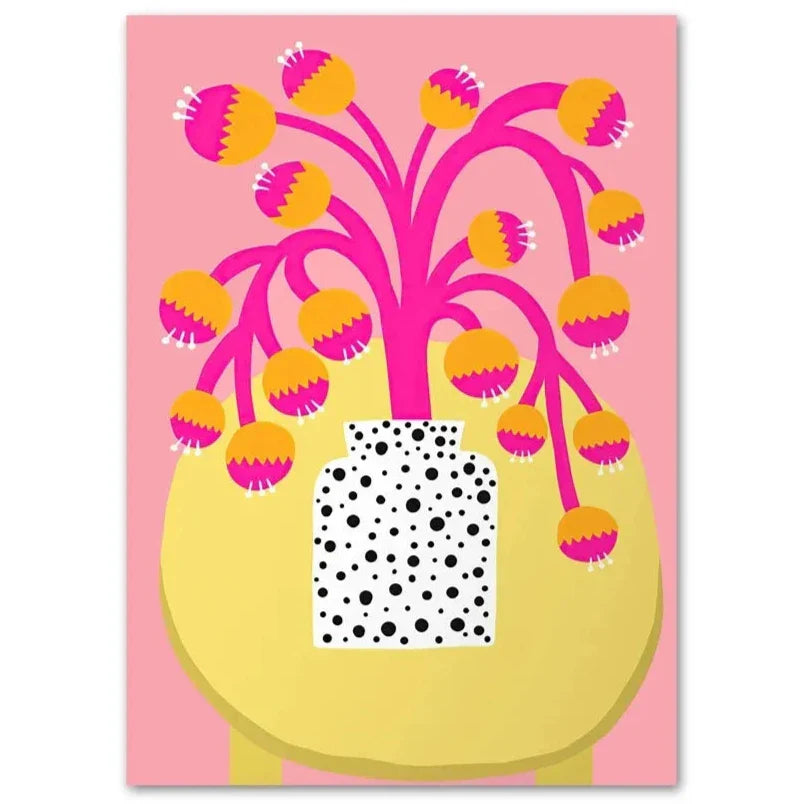 Flower Market | Vase | Nordic Floral | Abstract Yellow and Pink Flower Cascade