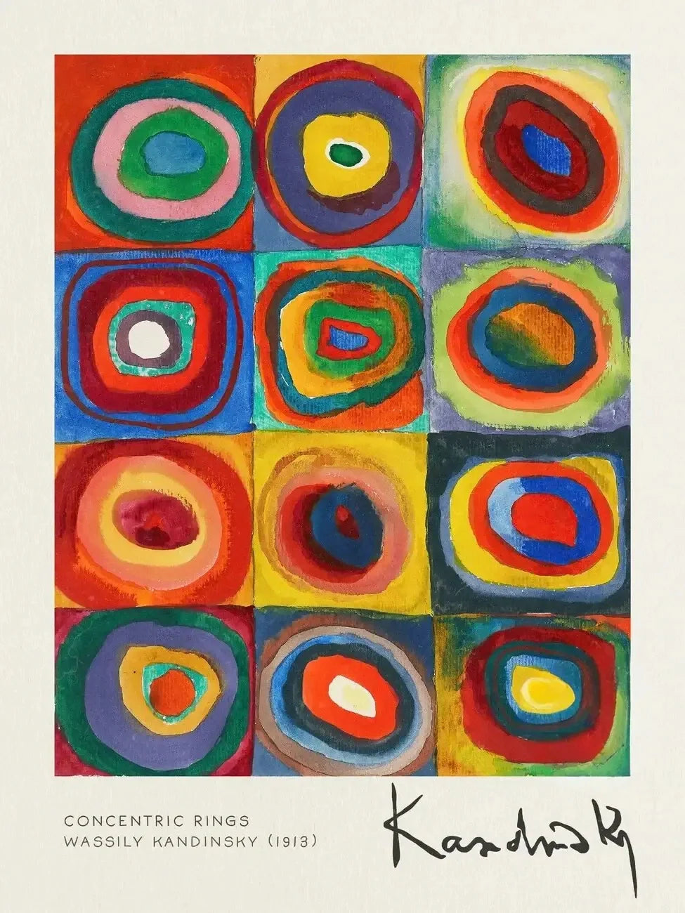 Vassily Kandinsky - Étude des couleurs : carrés avec cercles concentriques, 1913